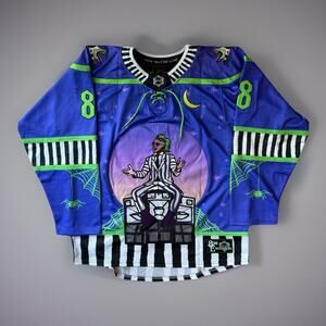 Beetle Juice Hockey Jersey L Multicolor Horror Movie Elev808 Designs Streetwear